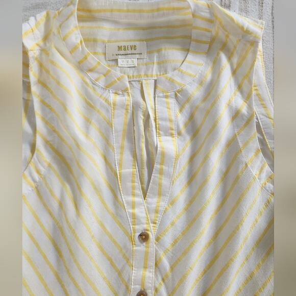 Anthropologie Maeve Yellow White Striped Sleeveless Tank Blouse Size 2 - Picture 4 of 9